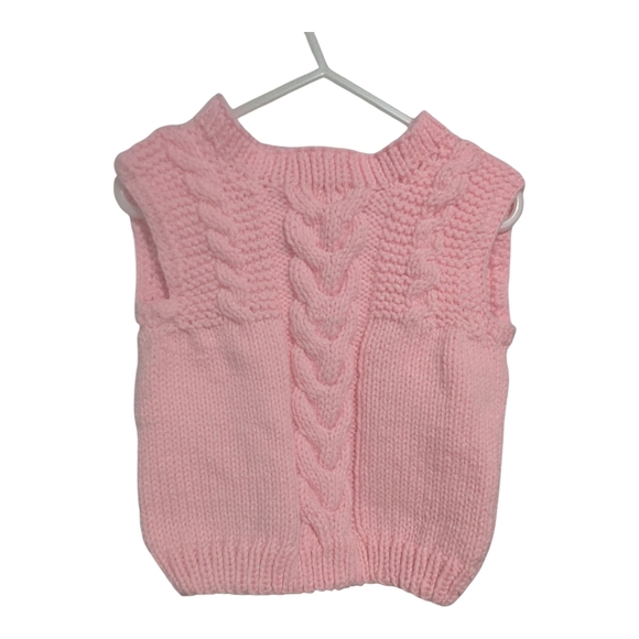 Baby Cable Knit Sweater Vest. Pink - Picture 1 of 6
